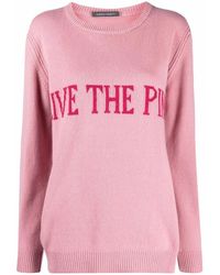 Alberta Ferretti - Slogan-Print Knitted Jumper - Lyst