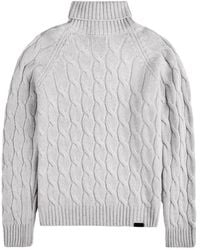 Fay - Cable Knit Roll-Neck Sweater - Lyst