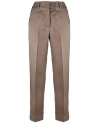 Peserico - Pressed-Crease Turn-Up Trousers - Lyst