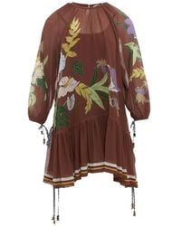 ALÉMAIS - Mini-Jurk Met Bloemenprint En Ruches - Lyst