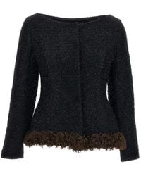 Simone Rocha - Faux-Fur Trim Tweed Jacket - Lyst