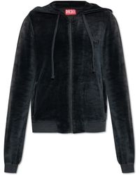 DIESEL - Soft Velvet Zip-Up Hoodie With Drawstring Hood - Lyst