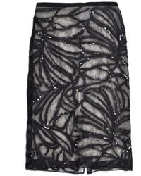 Brunello Cucinelli - Sequin-Embellished Midi Floral-Embroidered Skirt - Lyst