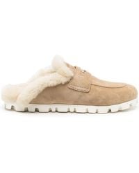 Miu Miu - Shearling Suede Mules - Lyst