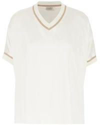 Panicale - T-Shirt À Bords Nervurés Et Col V - Lyst