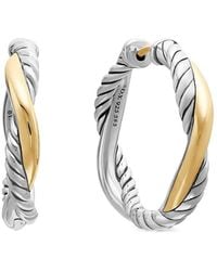 David Yurman - 14Kt And Sterling Petite Infinity Hoop Earrings (17.3Mm) - Lyst
