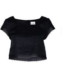 Posse - Alfie Lace-Trim Cropped Top - Lyst