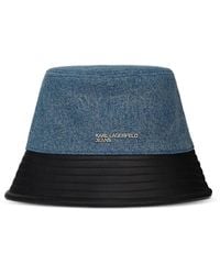 KARL LAGERFELD - Logo-Plaque Denim Bucket Hat - Lyst