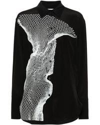 Victoria Beckham - Graphic-print Silk Pajama Shirt - Lyst