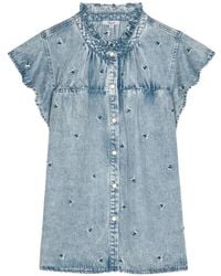 Rails - Ruthie Embroidered Ruffled-Sleeve Blouse - Lyst