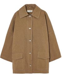 Psophia - Contrast-Stitch Button-Down Coat - Lyst