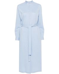 Harris Wharf London - Seersucker Belted Midi Dress - Lyst