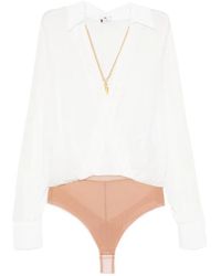 Elisabetta Franchi - Chain-Detail Wrap-Front Bodie - Lyst