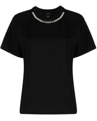 Pinko - T-shirt en coton à ornements en cristal - Lyst