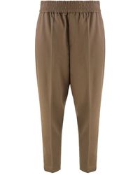 Brunello Cucinelli - Elastic-Waist Wool Trousers - Lyst
