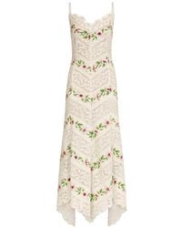 Oscar de la Renta - Chiné Hibiscus Striped Cotton Poplin Dress - Lyst