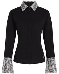 KARL LAGERFELD - Bouclé-Trim Long-Sleeve Polo Shirt - Lyst