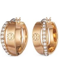 Tory Burch - Orecchini A Cerchio Doppi Icon Pavé - Lyst