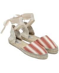 Manebí - Striped Lace-Up Flat Espadrilles - Lyst