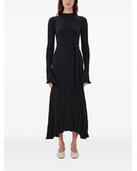 Another Tomorrow - Long Ribbed-Knit Flared Dress - Lyst