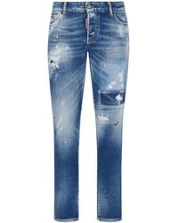 DSquared² - Distressed Slim-Leg Jeans - Lyst