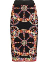 Dolce & Gabbana - Carretto-Print Charmeuse Long Skirt - Lyst
