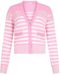 Liu Jo - Striped Jewel- Appliqué Cardigan - Lyst
