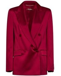 Max Mara - Double-Breasted Satin Blazer - Lyst