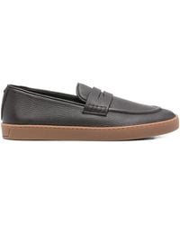 Canali - Textured Strap Leather Loafers - Lyst