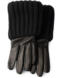 Prada - Nappa Leather And Knit Gloves - Lyst