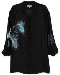 Yohji Yamamoto - Scarf-Collar Graphic-Print Shirt - Lyst