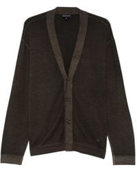 Emporio Armani - V-Neck Virgin-Wool Cardigan - Lyst