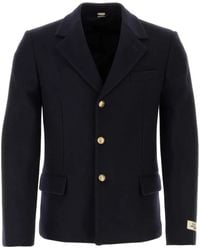 Gucci - Embossed-Buttons Wool Single-Breasted Blazer - Lyst