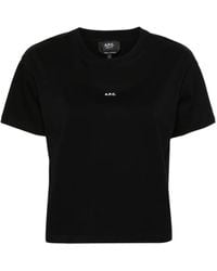A.P.C. - Logo-Print Cropped T-Shirt - Lyst
