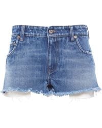 Miu Miu - Low-rise Denim Mini Shorts - Lyst