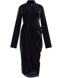 Rick Owens - Gedrapeerde Fluwelen Midi-Jurk - Lyst