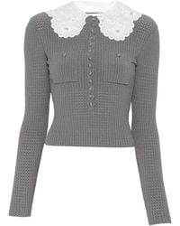 Self-Portrait - Lace Collar Knit Top - Lyst