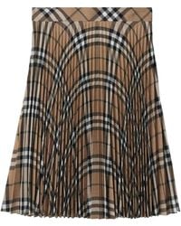 Burberry - Giu Checked Wool Skirt, Brand Size 4 (Us - Lyst