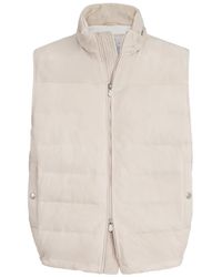 Brunello Cucinelli - Suède Donsjack Met Inpakbare Capuchon - Lyst