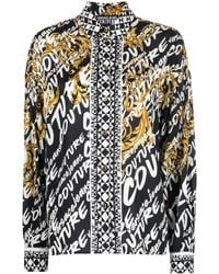 Versace Jeans Couture - Brushed Logo-Print Long-Sleeve Shirt - Lyst