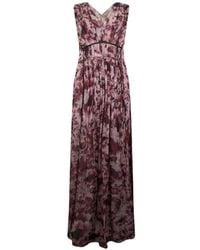 Alberta Ferretti - Floral-Print Pleated Maxi Dress - Lyst