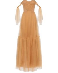 Elisabetta Franchi - Vestido largo con pliegues - Lyst
