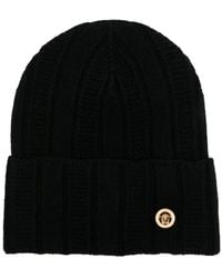 Versace - Ribbed Wool Knit Beanie - Lyst