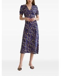Framboise - Abstract-Print Silk Midi Dress - Lyst