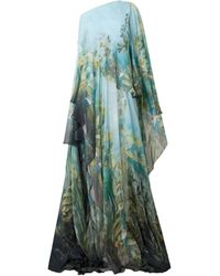 Roberto Cavalli - One-Shoulder Nature-Print Dress - Lyst