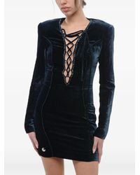Philipp Plein - Lace-Up Rhinestone-Embellished Mini Dress - Lyst