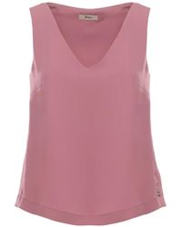Herno - Dark Double Matte Cady Fabric V-Neck Top With Snap-Buttoned Slits - Lyst
