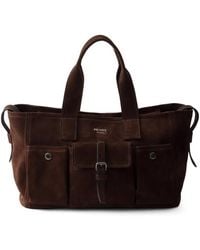 Prada - Route Large Suede Tote Bag - Lyst