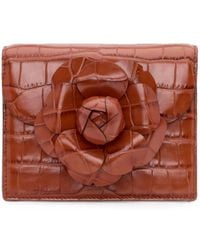 Oscar de la Renta - Mini Tro Crocodile-Effect Floral-Appliqué Cutch Bag - Lyst