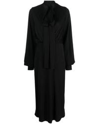 Sportmax - Attached-Scarf Silk-Blend Midi Dress - Lyst